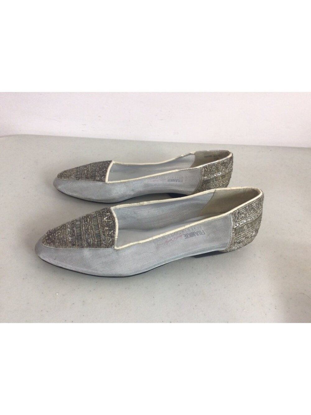 Beverly Feldman Frankie And Baby Silver Shoes Loafers Slip On Mesh Womens 7.5